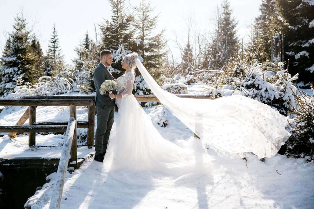 After-Wedding Shooting im Schnee am Oderteich
